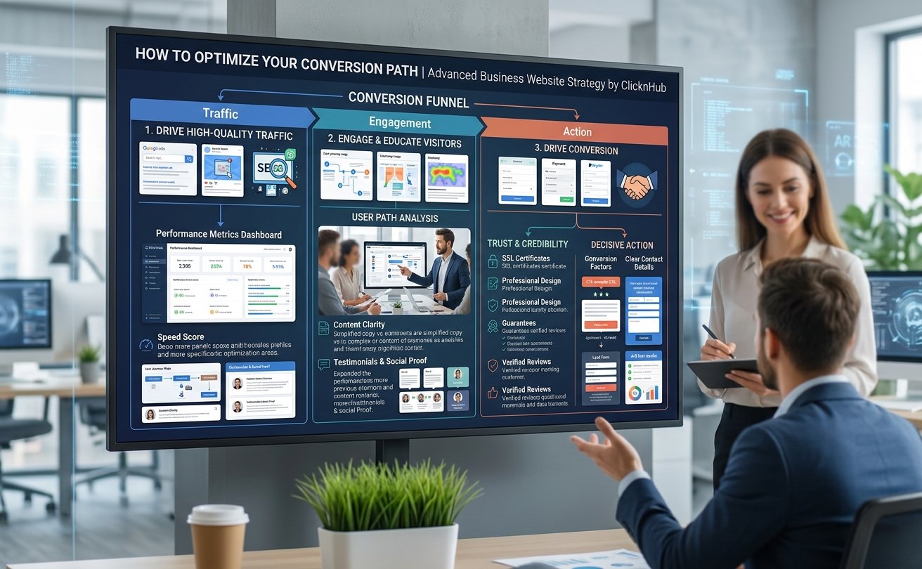 A team reviewing a business website conversion and optimization strategy
